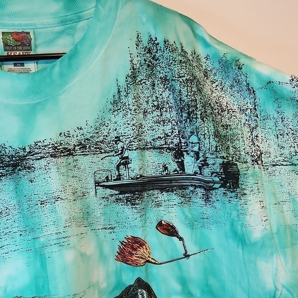 Vintage Fruit Of The Loom Tag Single Stitch Shirt Fishing Large Mouth Bass Sz XL - Picture 7 of 14